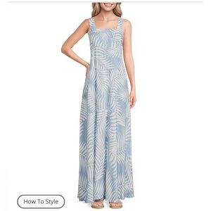 Vince Camuto Square Neck Sleeveless Shift Tropical Maxi Dress